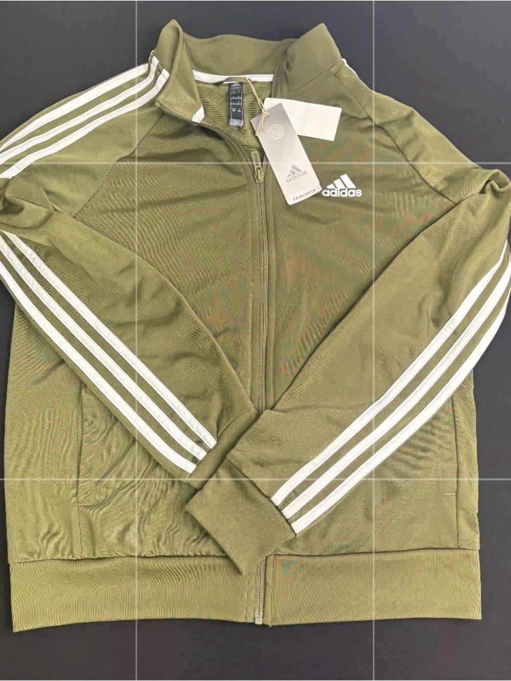 adidas Olive Track Jacket with White Stripes